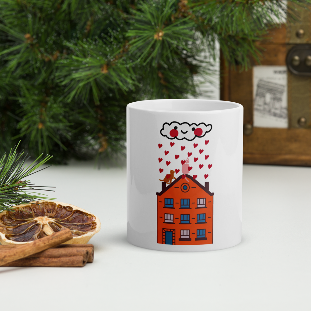Gatti Innamorati - Tazza in Ceramica bianca lucida 330/440 ml. -
