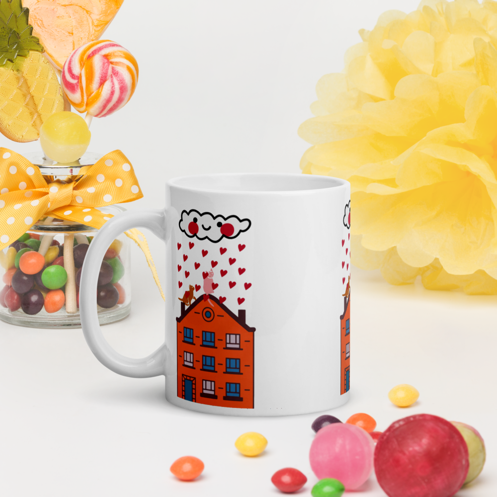 Gatti Innamorati - Tazza in Ceramica bianca lucida 330/440 ml. -