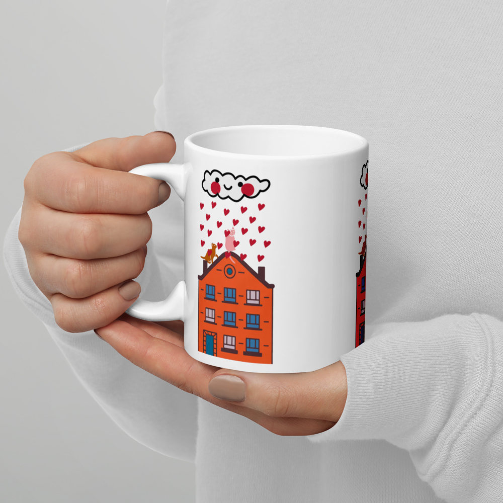 Gatti Innamorati - Tazza in Ceramica bianca lucida 330/440 ml. -